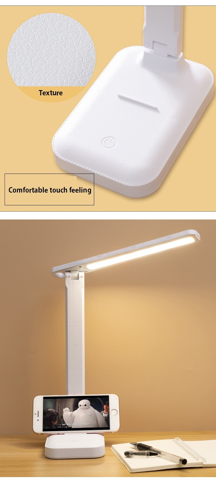 Lámpara de mesa LED táctil regulable para proteger los ojos,
