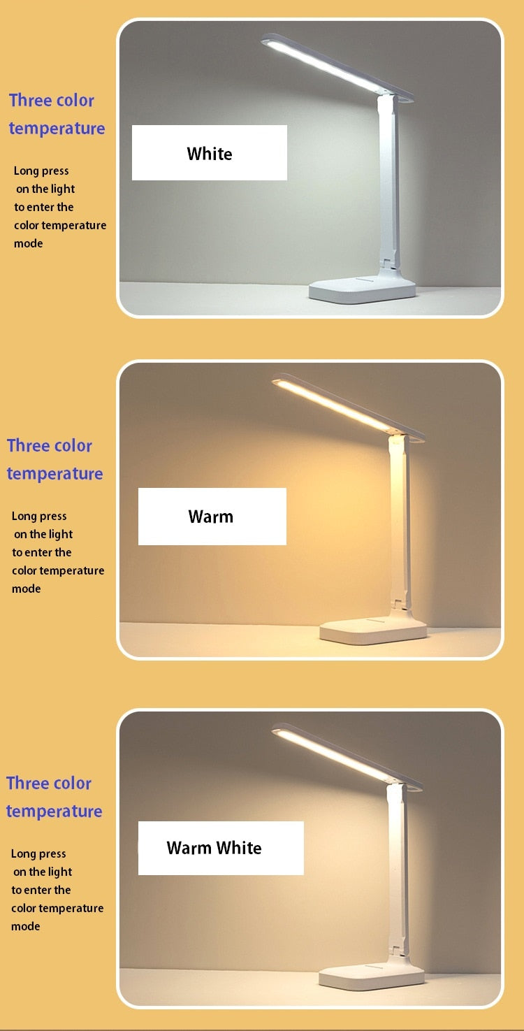 Lámpara de mesa LED táctil regulable para proteger los ojos,