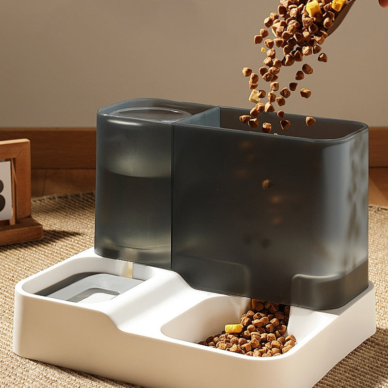 Automatic 2-in-1 dog and cat food dispenser