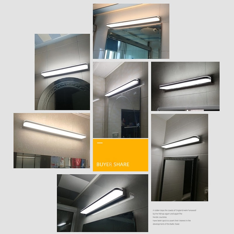 Luz LED moderna de acero inoxidable para espejo