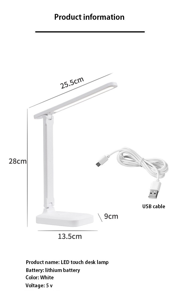 Lámpara de mesa LED táctil regulable para proteger los ojos,
